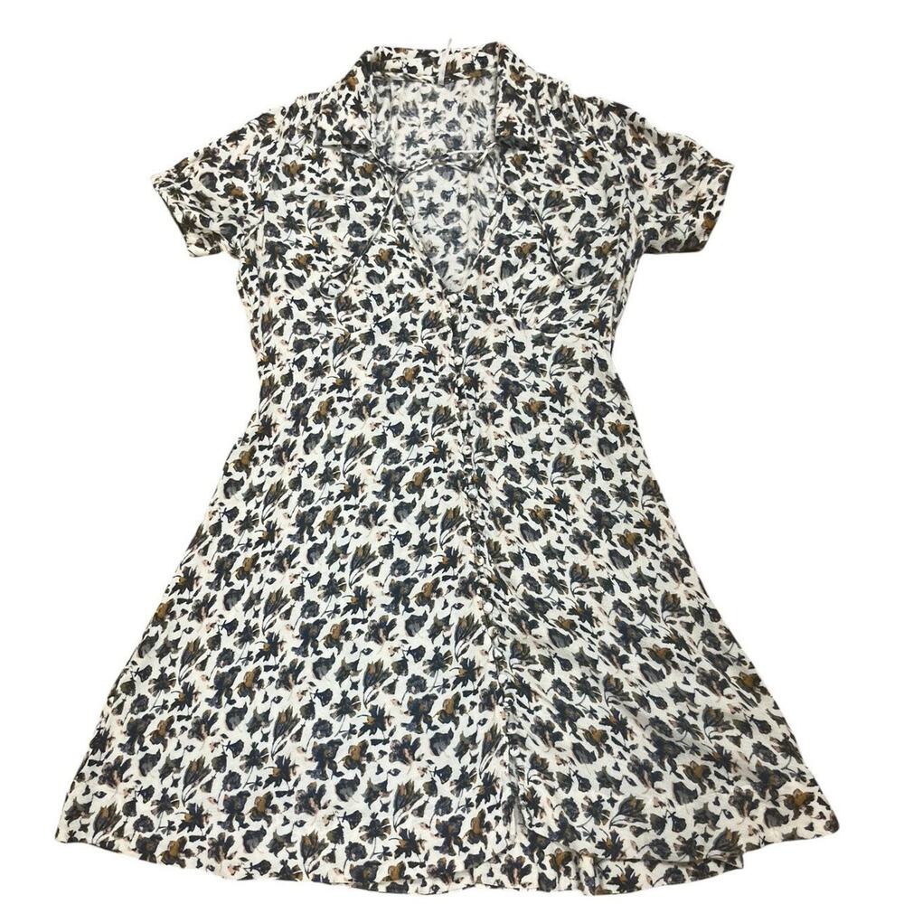 Free People Floral Mini Dress Sz 2 Button Front Flowy Boho Romantic Melody EUC - Picture 9 of 16
